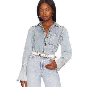 Free People Mackenzie Denim Shirt - Size Small
